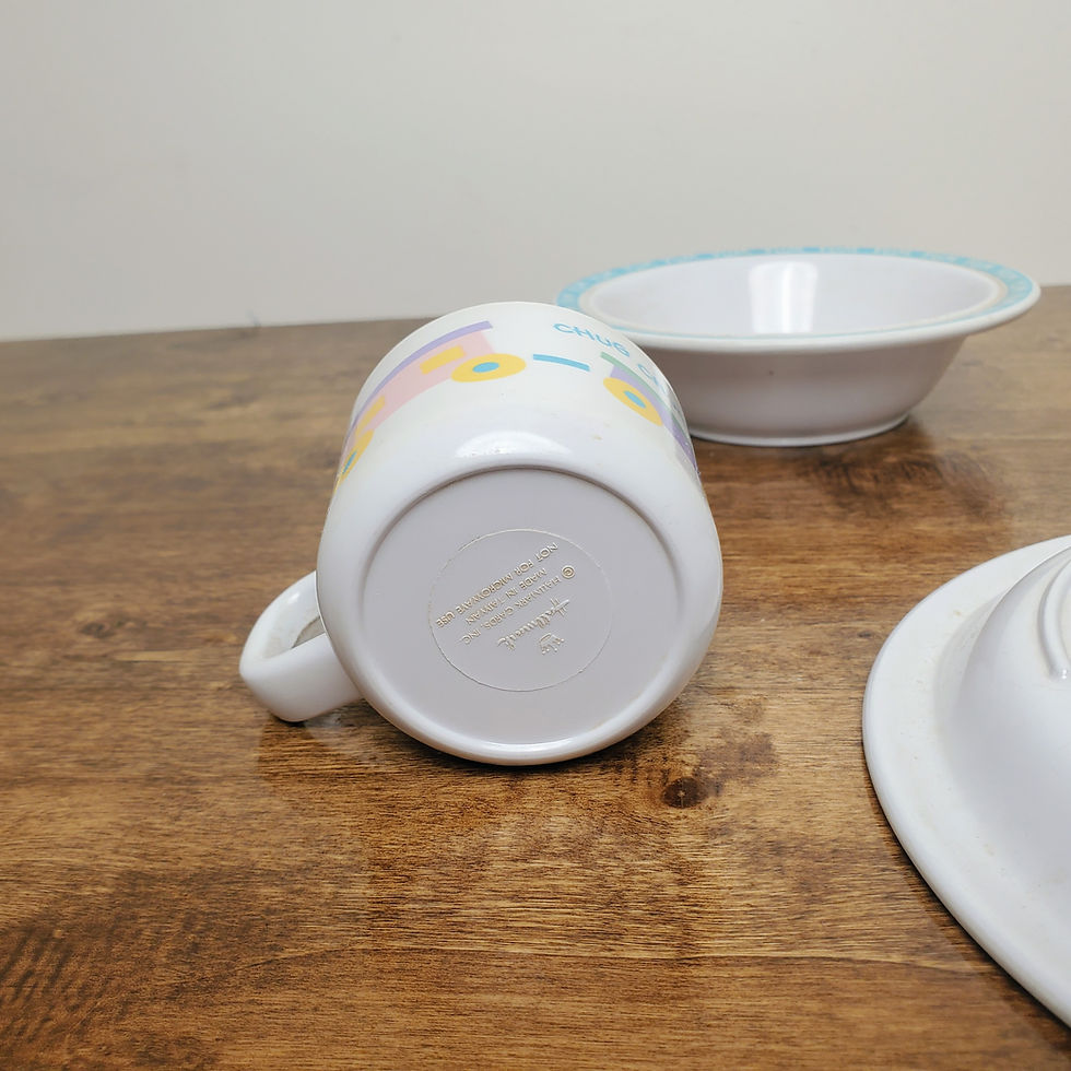 Thumbnail: Hallmark Yum Yum Melamine Kids Plate Cup Bowl Set Nursery Baby Feeding