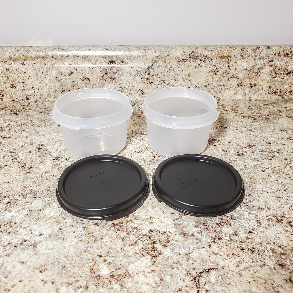 Tupperware Sheer Large Snack Bowl Containers Sheer /w Black Lids 1605