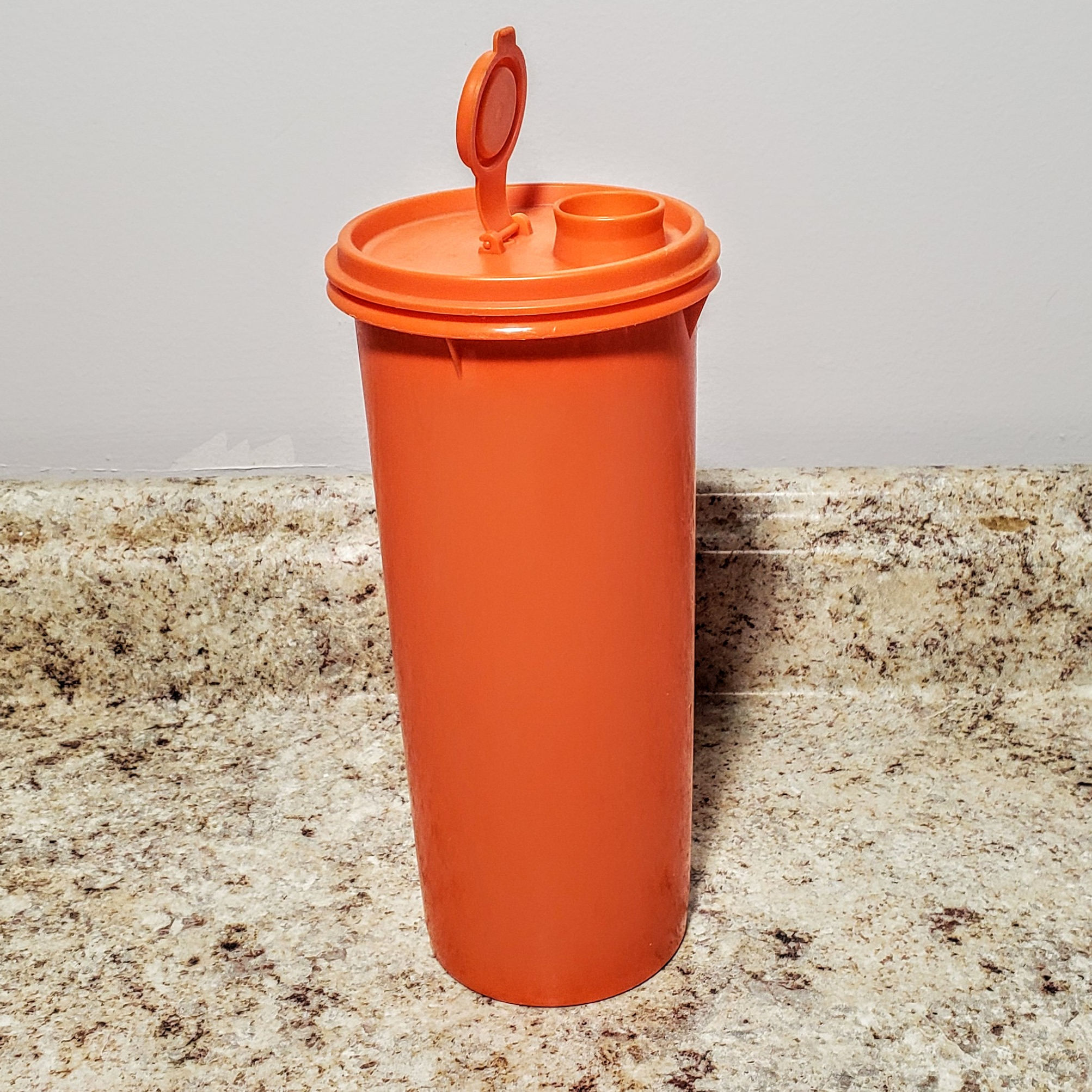 Vintage Tupperware 262 Orange Slim Line Pitcher with Orange Lid