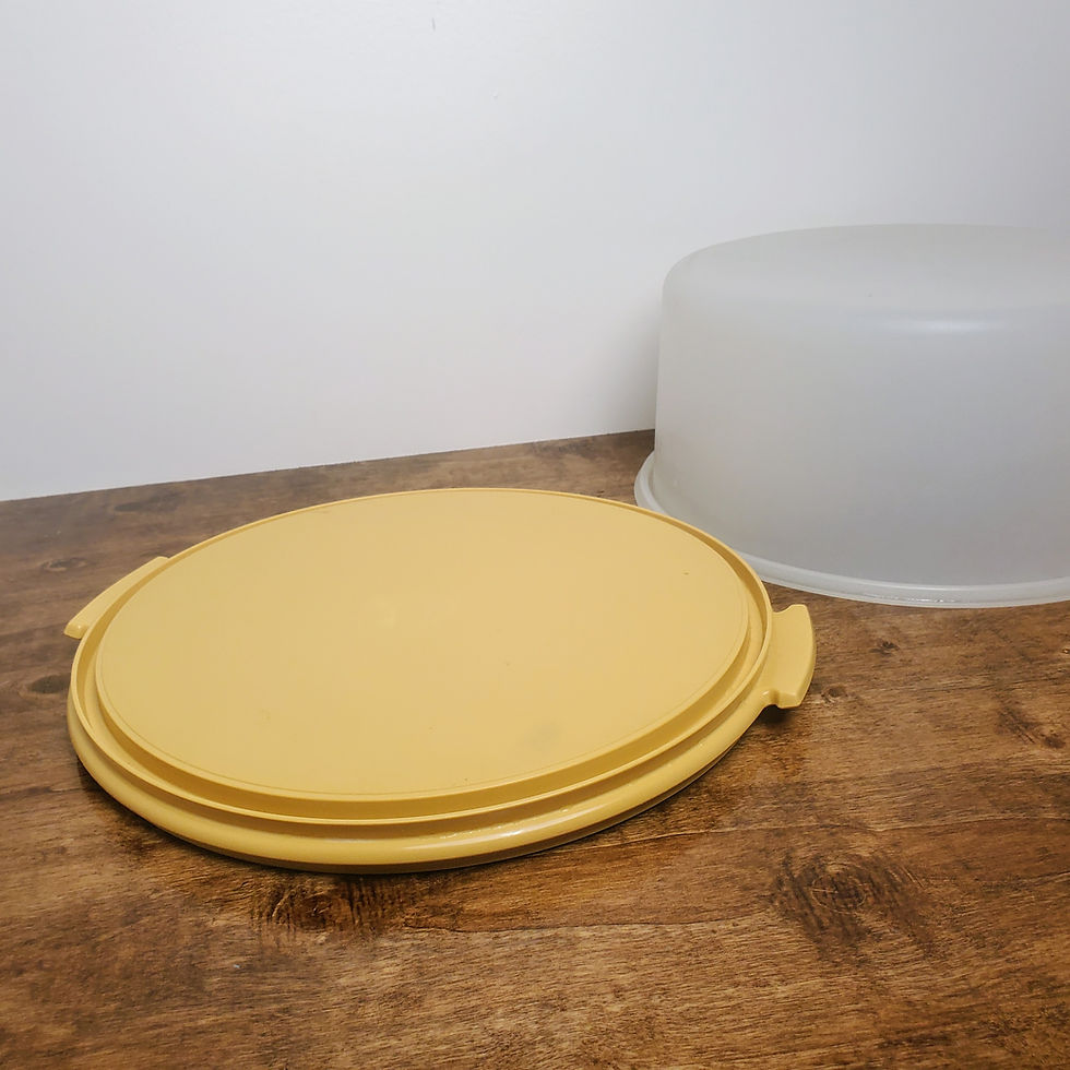 Thumbnail: Vintage Tupperware Round Cake Taker Pie Cupcake Carrier Gold Base 1257  1256