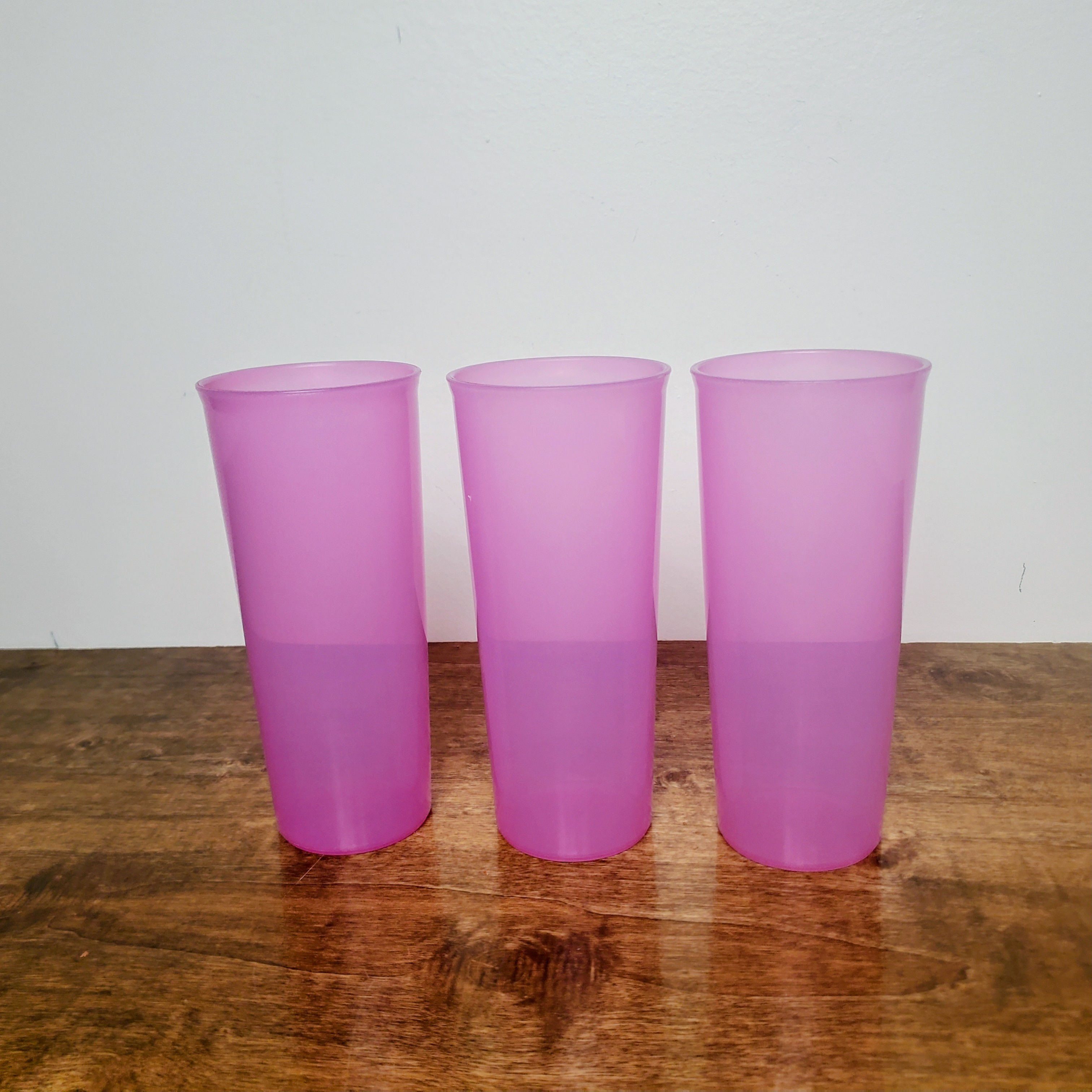 Vintage Tupperware Cranberry Pink 16oz Tumblers #5107 Set of 3