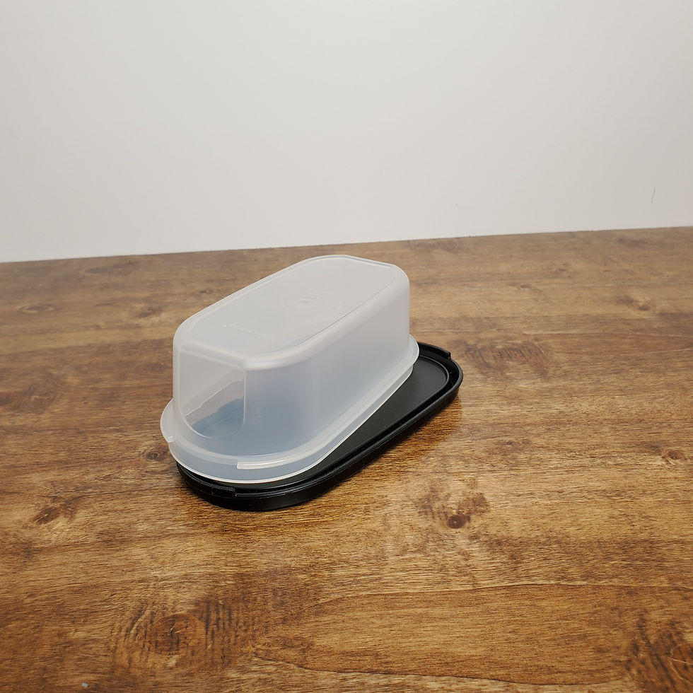 Thumbnail: TUPPERWARE Sheer Oval Modular Mate Container #1611 w/ Black Lid #1616 500ml