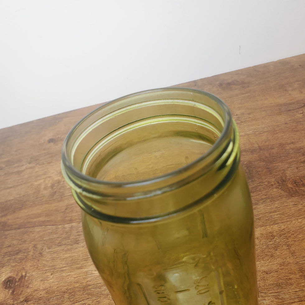 Thumbnail: Vintage Jardin Green Mason Jar Quart 32oz Est 1946 Embossed Decorative Vase