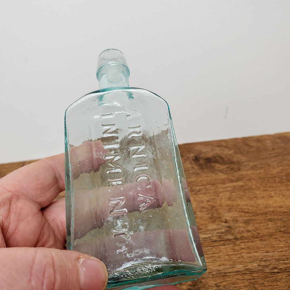 Thumbnail: Aqua Bubble Glass Top Burdsall's Arnica Liniment New York Medicine Bottle