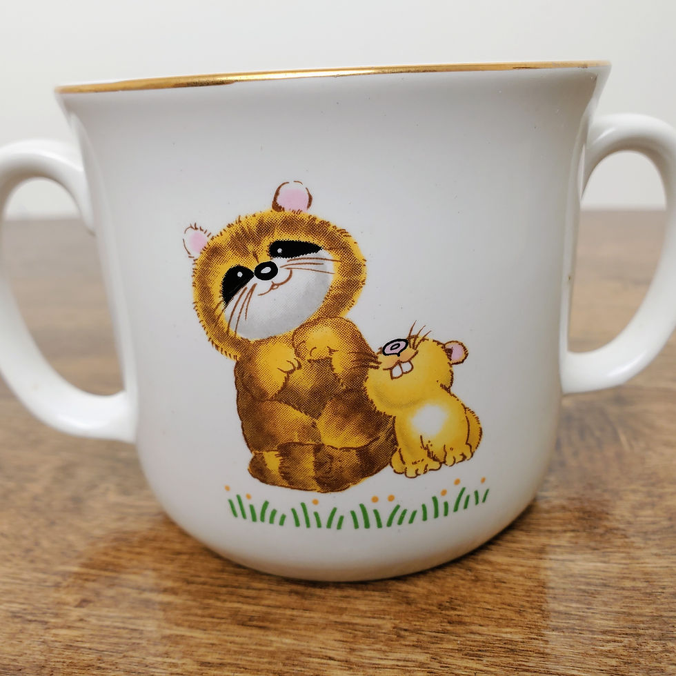 Thumbnail: Vintage 1986 Action Industries Stoneware Bear Lion Childrens Training Cup