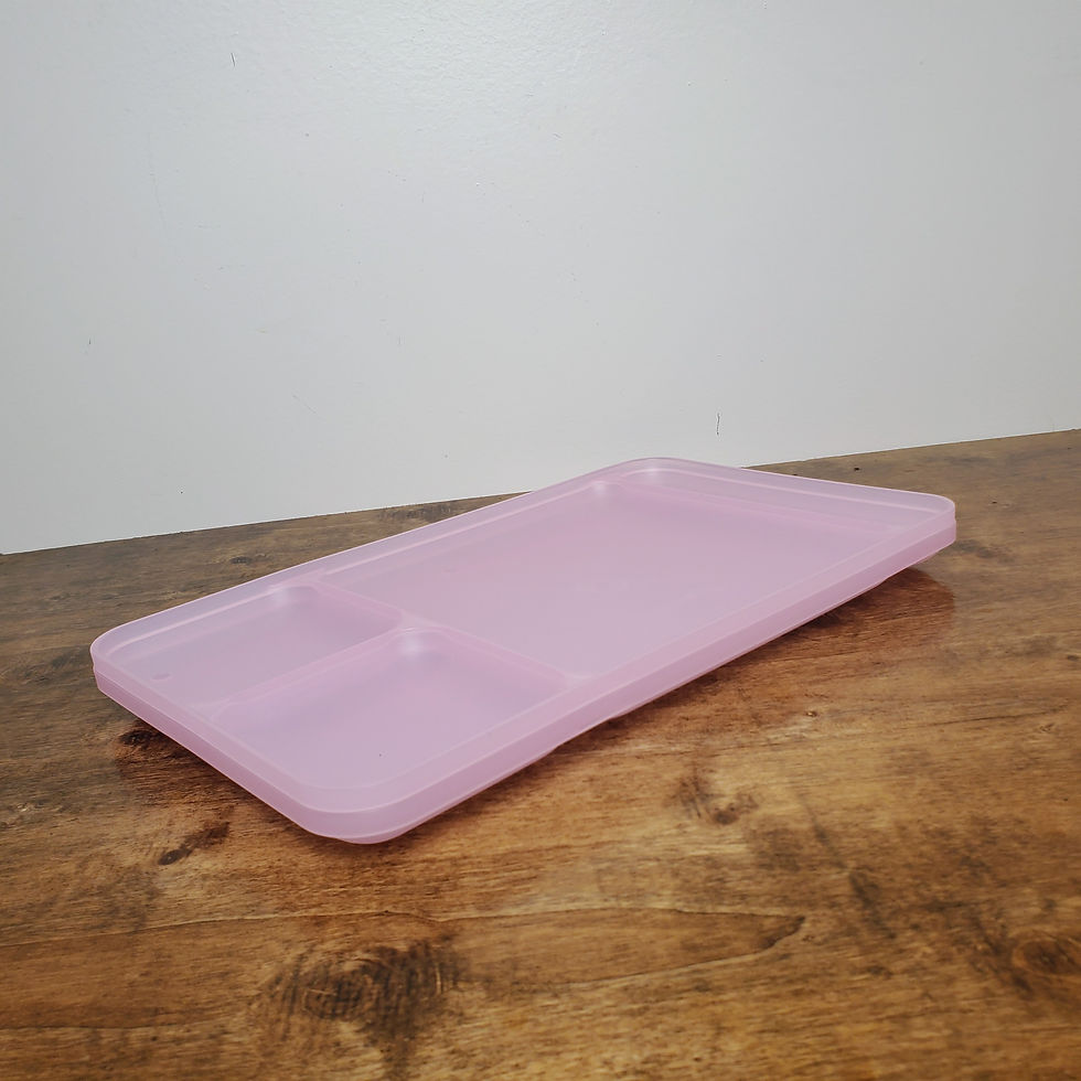 Thumbnail: NEW! Tupperware Pastel Pink Divided Lunch Camping Picnic Trays Set of 2 #1535