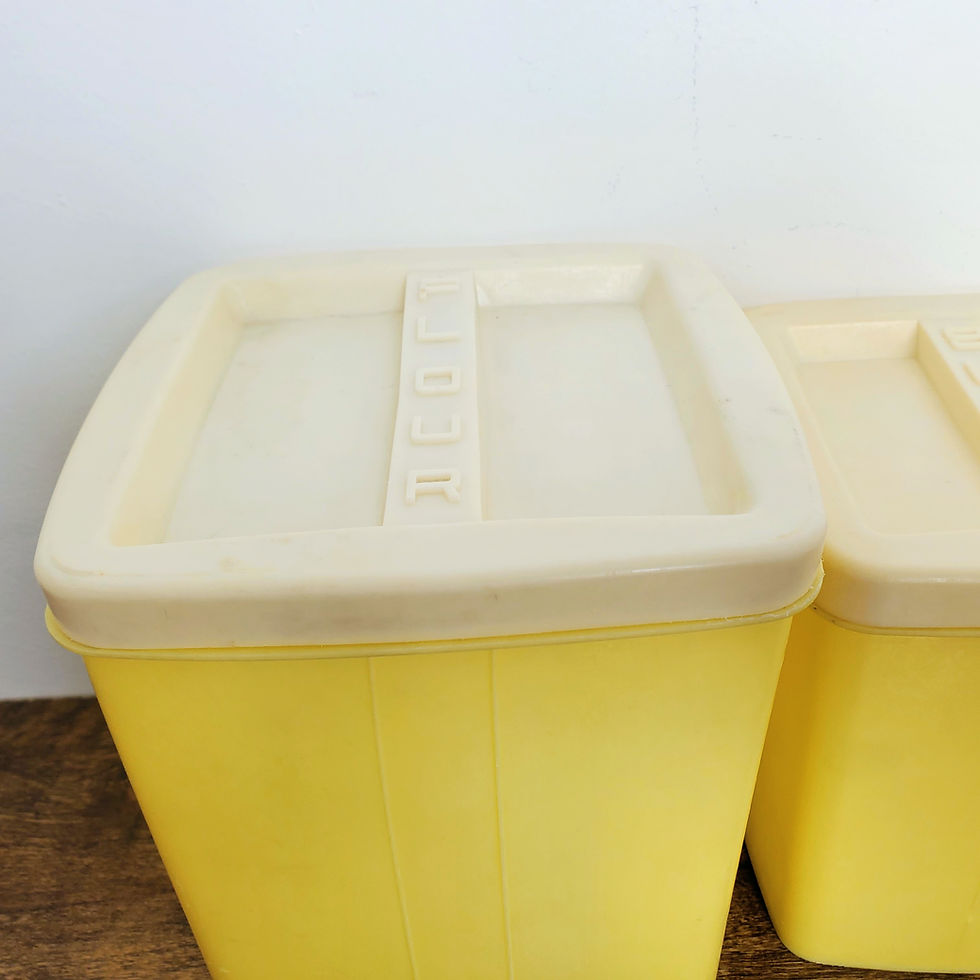 Thumbnail: Vintage Plas-Tek Yellow Canister Set 4 Mid Century Modern Retro Kitchen Storage