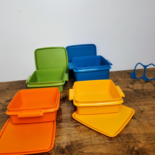 Tupperware Square Away Goody Box Stackable Lunch Container Set w
