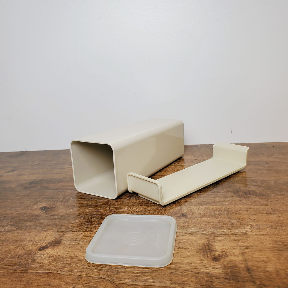 Vintage Tupperware Velveeta Cheese Keeper 1696 Beige Base w/ Sheer Lid Mid-Century