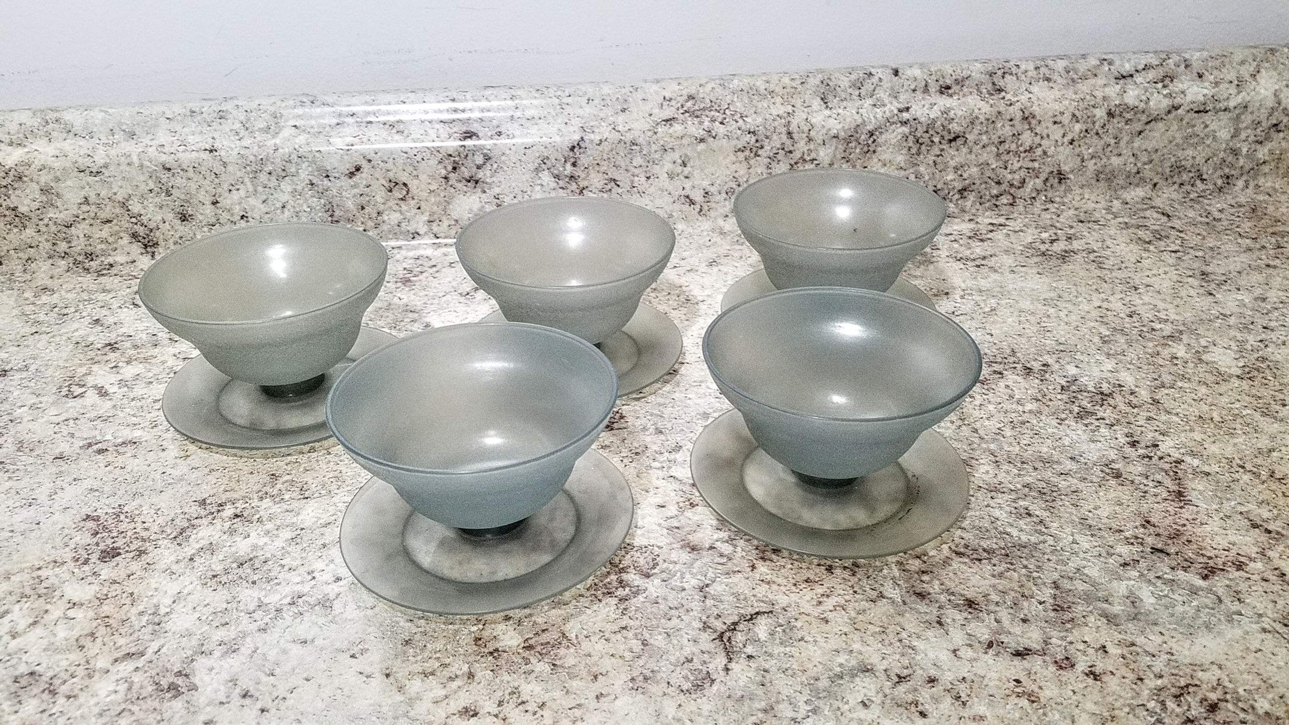 Vintage TUPPERWARE #754 Set of 5 Parfait Sundae Dessert Cups NO LIDS Smoke Grey