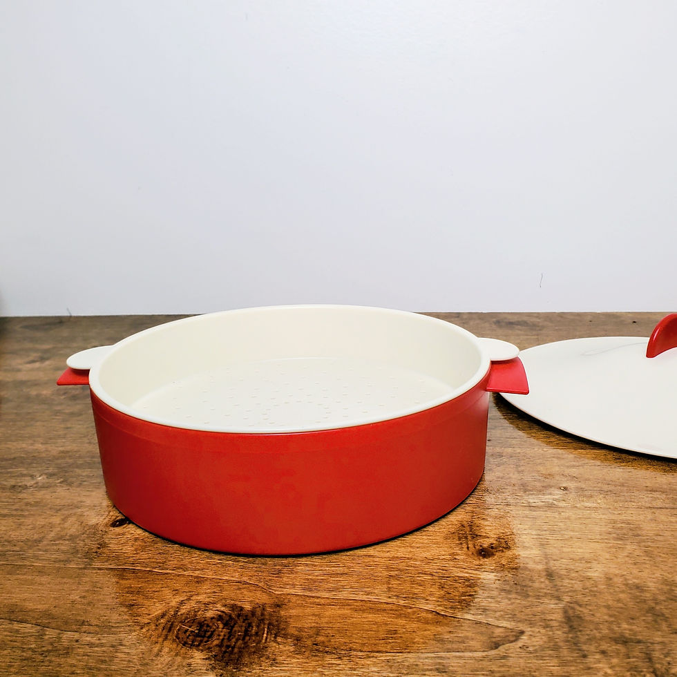 Thumbnail: Tupperware Micro Steamer Microwave Rice Vegetable Cooker #3592 Red White