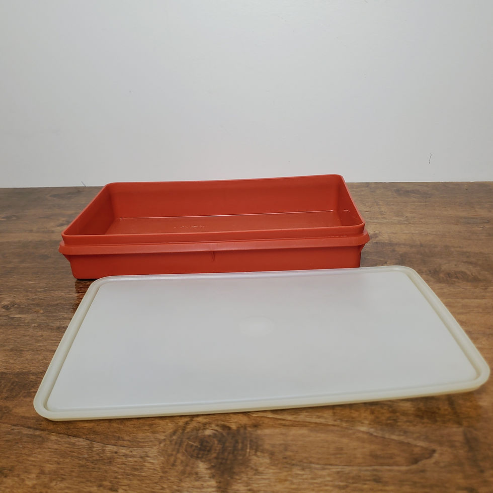 Thumbnail: Vintage Tupperware 794 Bacon Keeper Paprika Red Deli Meat Container w/ Sheer Lid USA