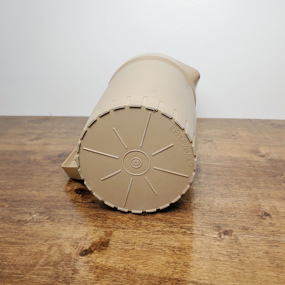 Thumbnail: Vintage Tupperware Almond Pitcher #800 Half Gallon Push Button Lid Beige Brown