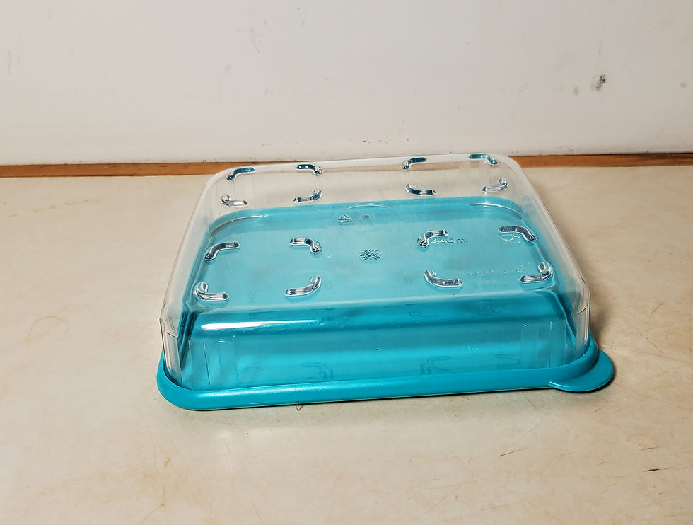 Thumbnail: New TUPPERWARE CLEAR Mates Square Low Storage Containers 3150 Teal Blue Seals- 4