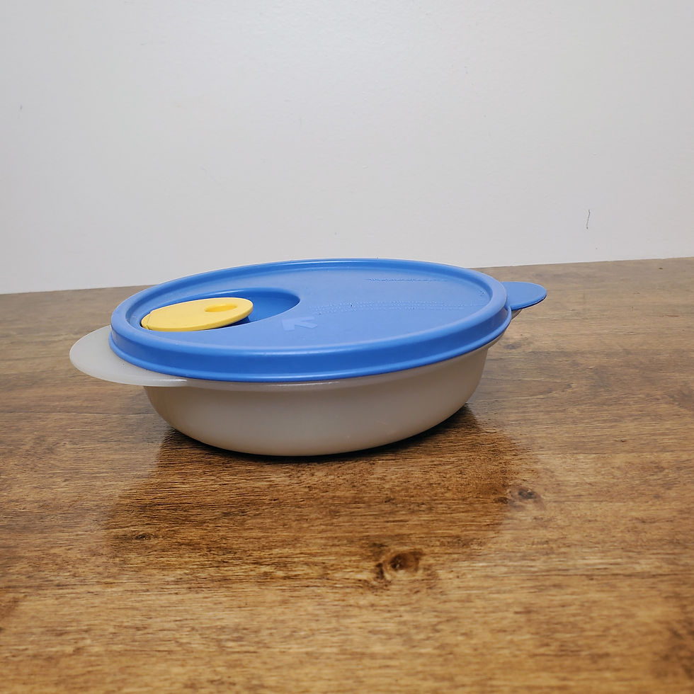 Thumbnail: Vintage Tupperware Crystalwave 1.75 Cup Vented Microwave Bowl #2646 Blue Lid
