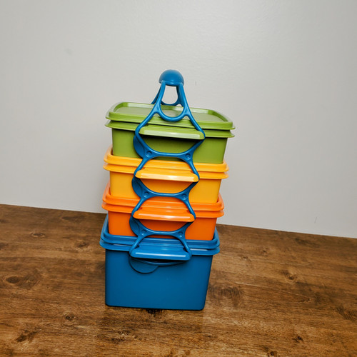 Tupperware Square Away Goody Box Stackable Lunch Container Set w