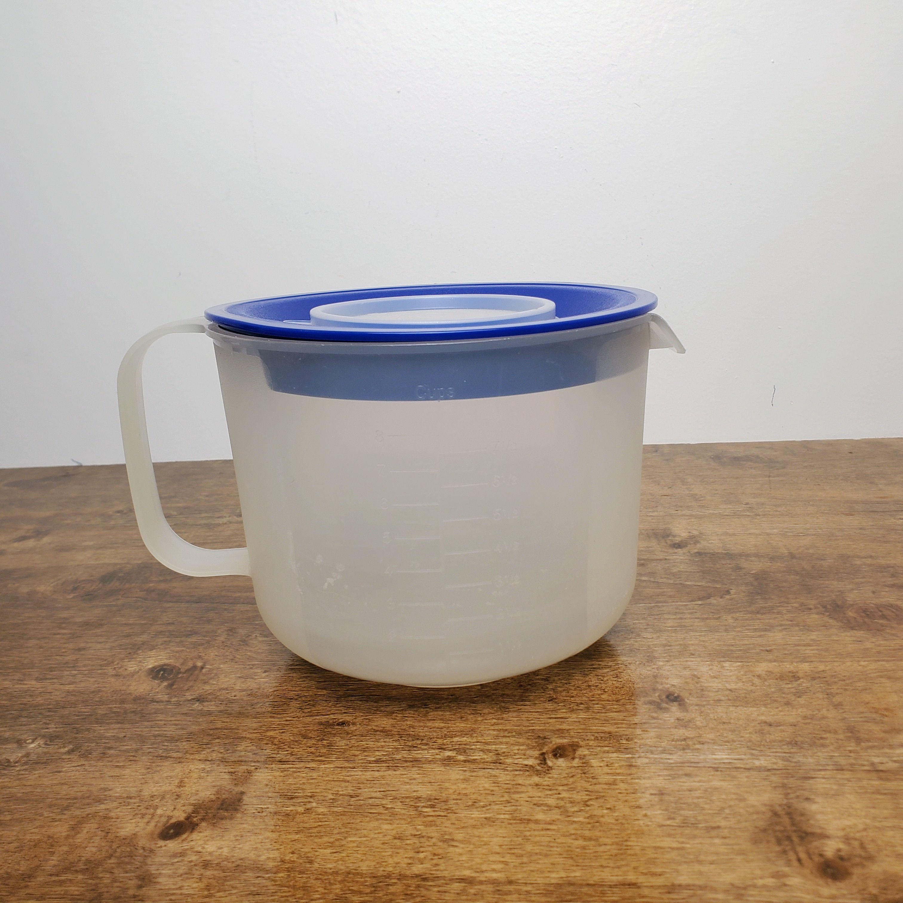 Vintage Tupperware Mix-N-Stor Batter Bowl Pitcher #1629 Blue 3-Pc 2 Qt 8 Cup
