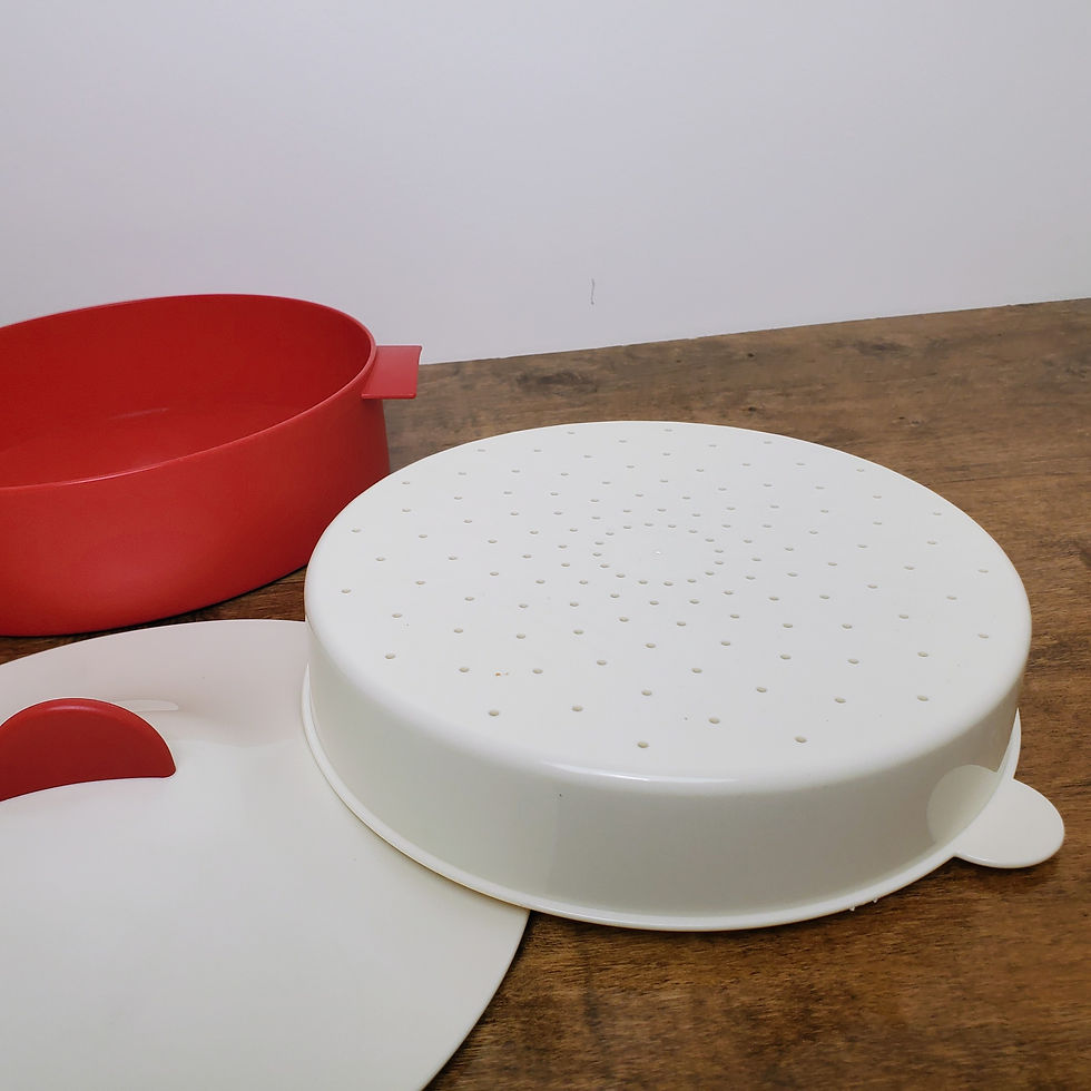 Thumbnail: Tupperware Micro Steamer Microwave Rice Vegetable Cooker #3592 Red White