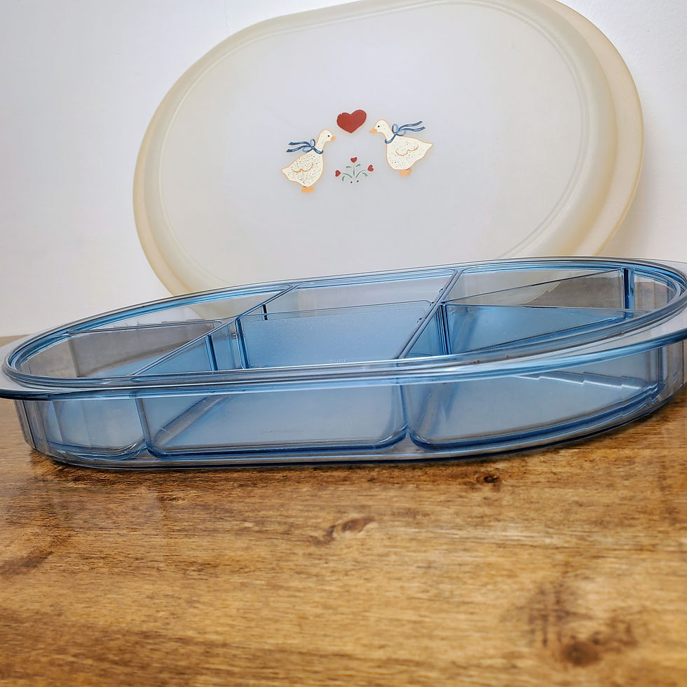 Thumbnail: Vintage Tupperware Preludio Hors D'oeuvre Tray 7 Dividers Clear Blue #2015 Serving Set
