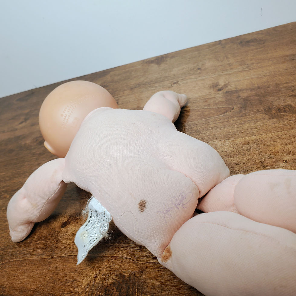 Thumbnail: Vintage 1984 Coleco Cabbage Patch Kids Preemie Doll Bald Brown Eyes