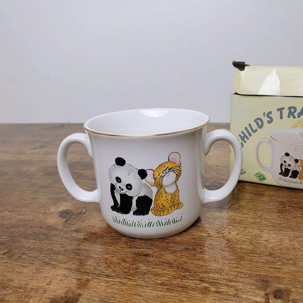 Thumbnail: Vintage 1986 Action Industries Stoneware Bear Lion Childrens Training Cup