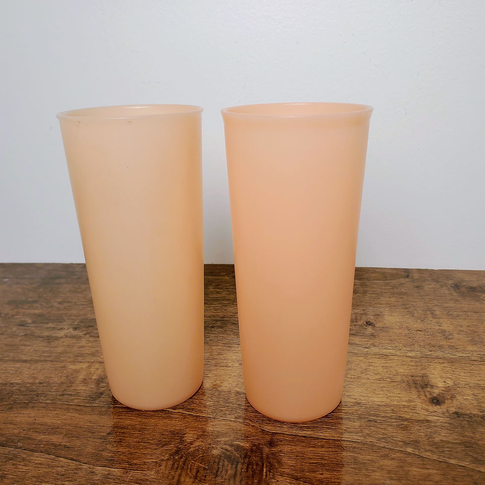 Thumbnail: Vintage Tupperware 107 Series Tumblers Pastel Orange 16 oz Set of 2