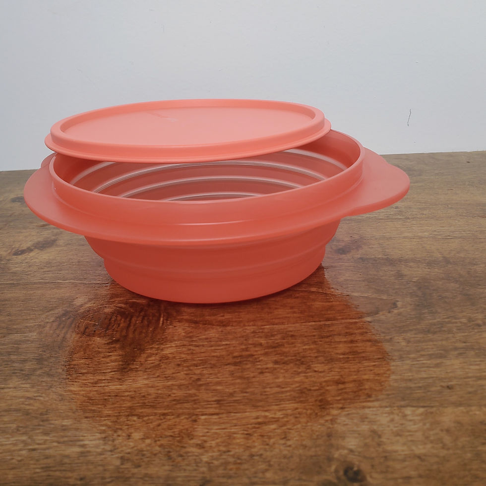 Thumbnail: New Red-Orange Tupperware Flat Out Bowl #5452 with Seal #5454 — 3 Cup Collapsible