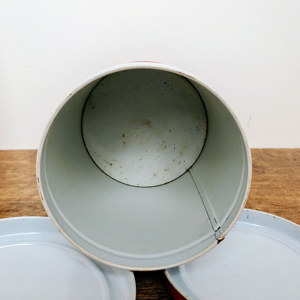 Thumbnail: Vintage MCM 1950s Decoware Apple Pear Tin Canister Set Farmhouse 3pc