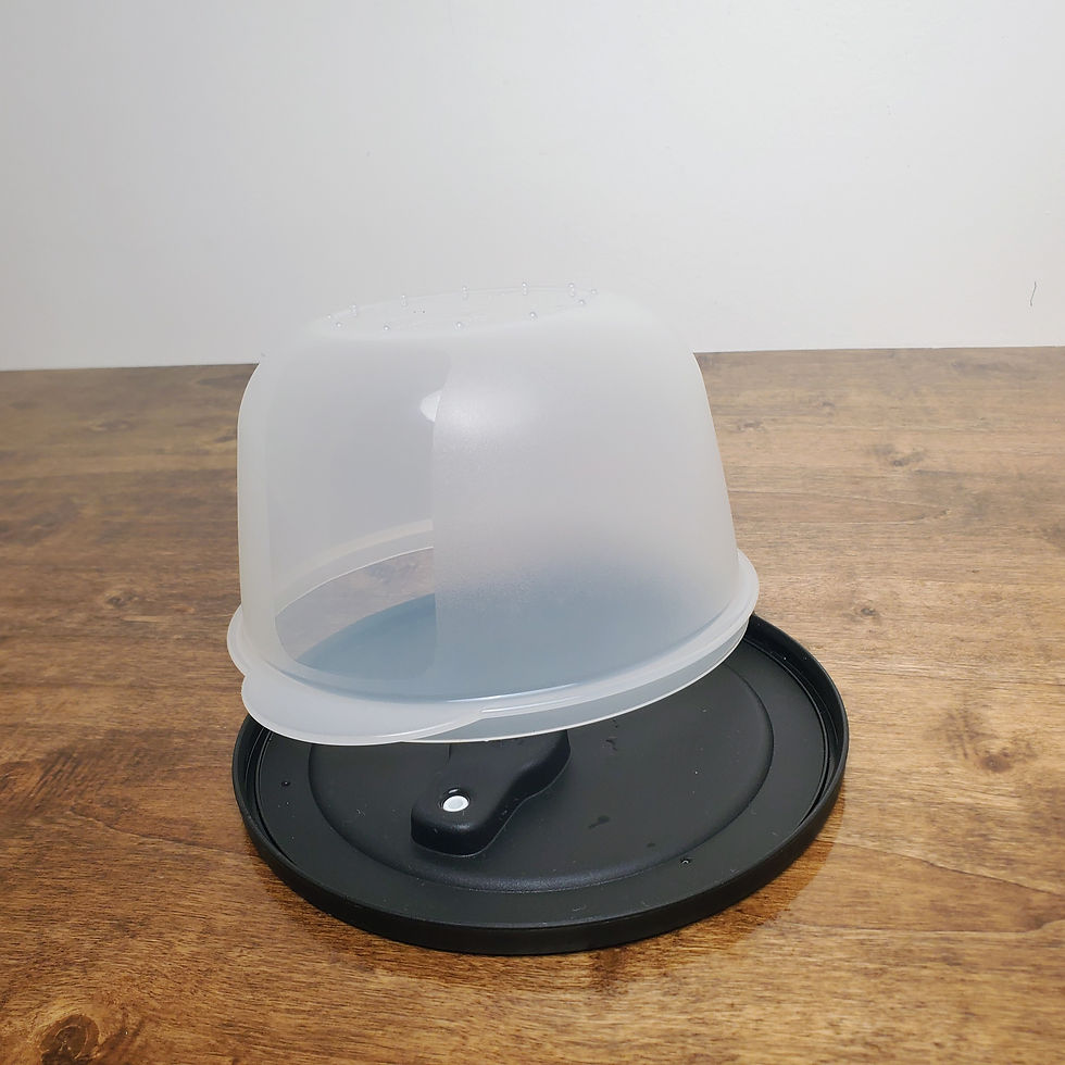 Thumbnail: Tupperware CrystalWave #2642 8.5 Cup Round Microwave Bowl Black Vented Lid Used