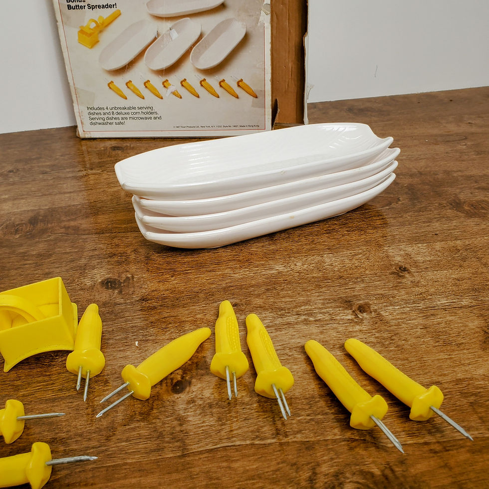 Thumbnail: Hoan Corn Serving Set Ceramic Unbreakable White 12 Piece 1987