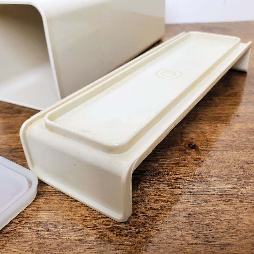 Thumbnail: Vintage Tupperware Velveeta Cheese Keeper 1696 Beige Base w/ Sheer Lid Mid-Century