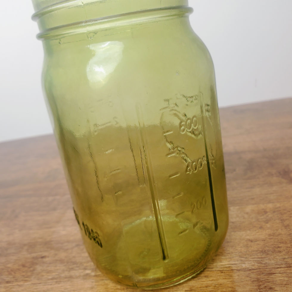 Thumbnail: Vintage Jardin Green Mason Jar Quart 32oz Est 1946 Embossed Decorative Vase