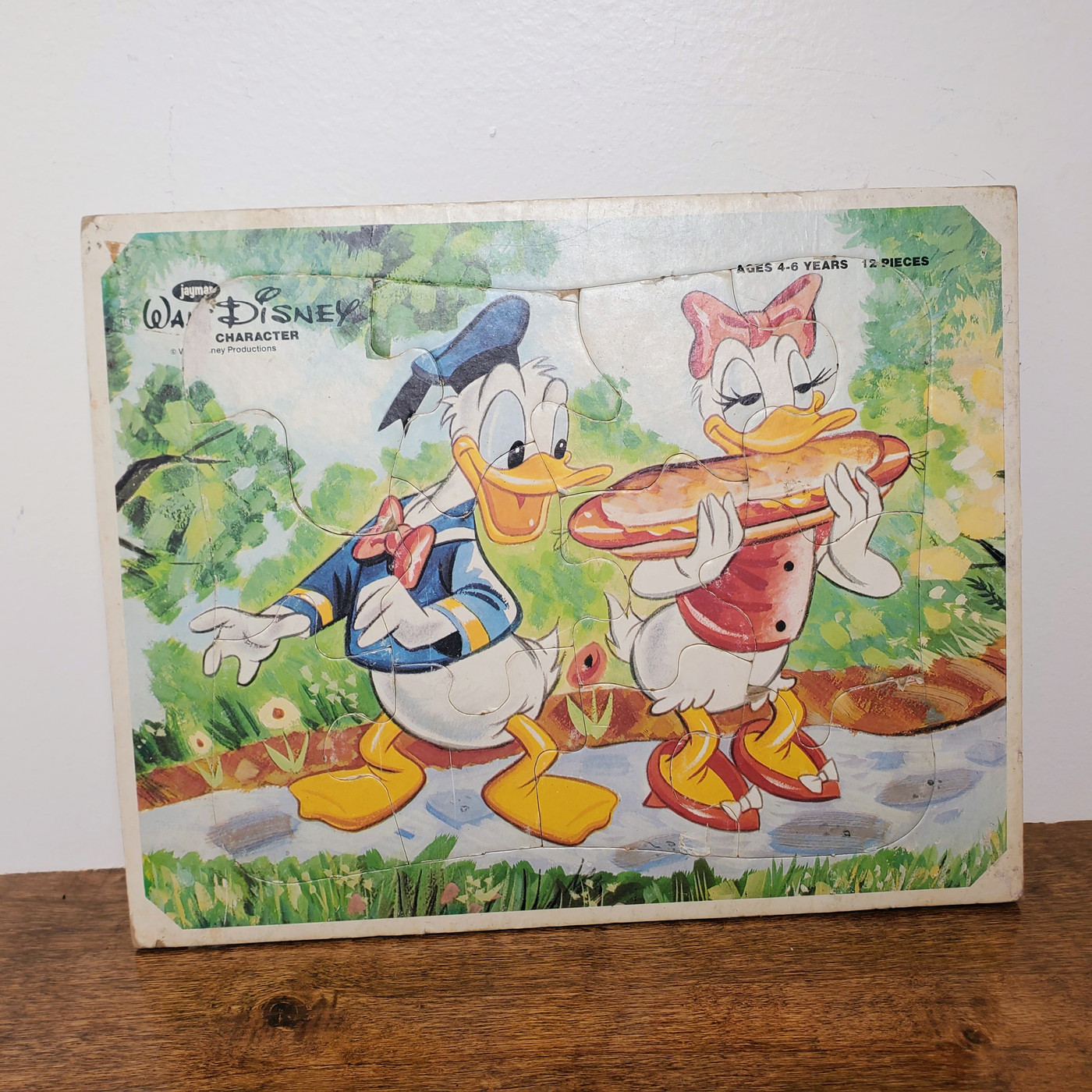 1960s Walt Disney Jaymar 12 Piece Donald and Daisy Duck Puzzle
