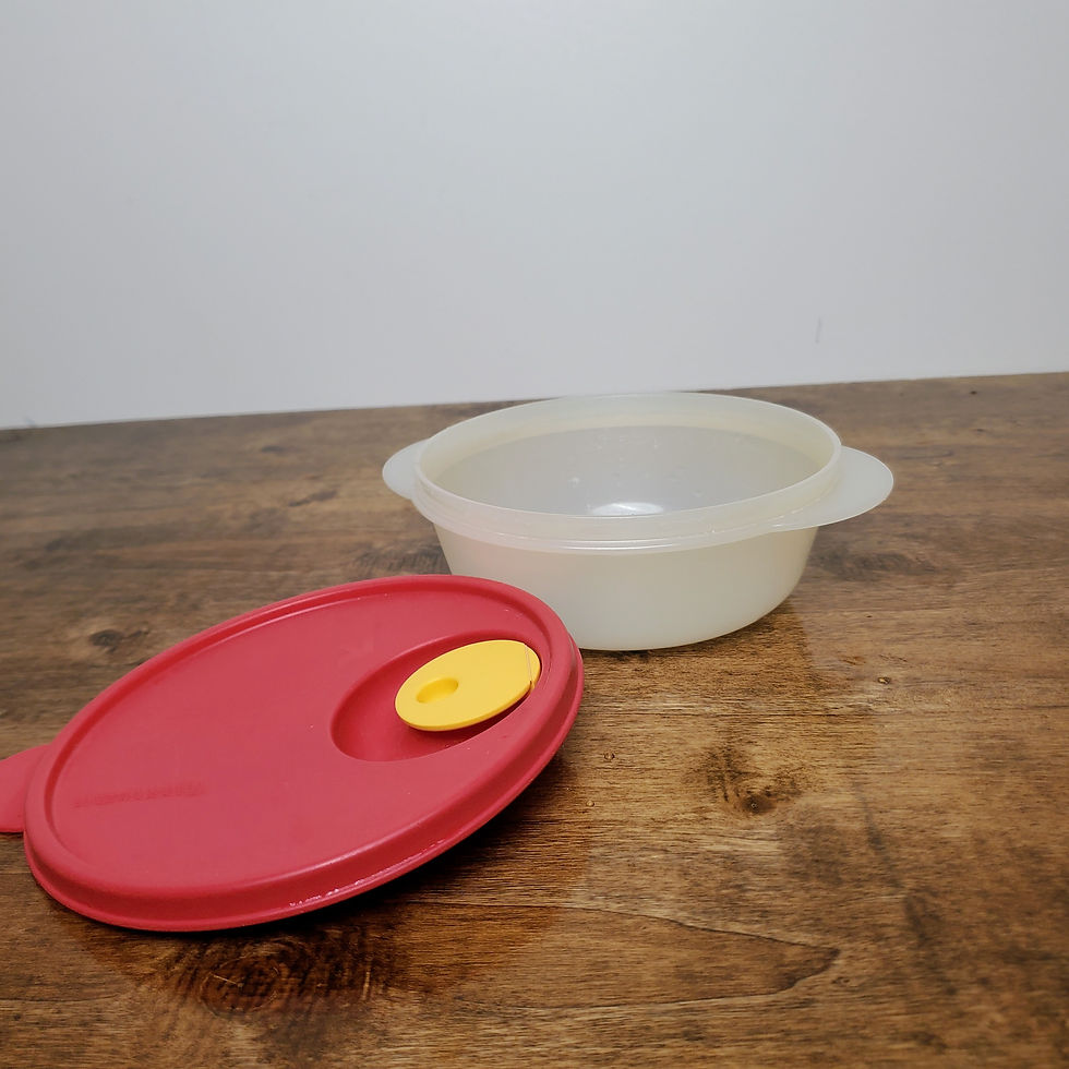 Thumbnail: Vintage Tupperware CrystalWave 2.5 Cup Bowl #2645 White w/ Red Vent Lid #2648