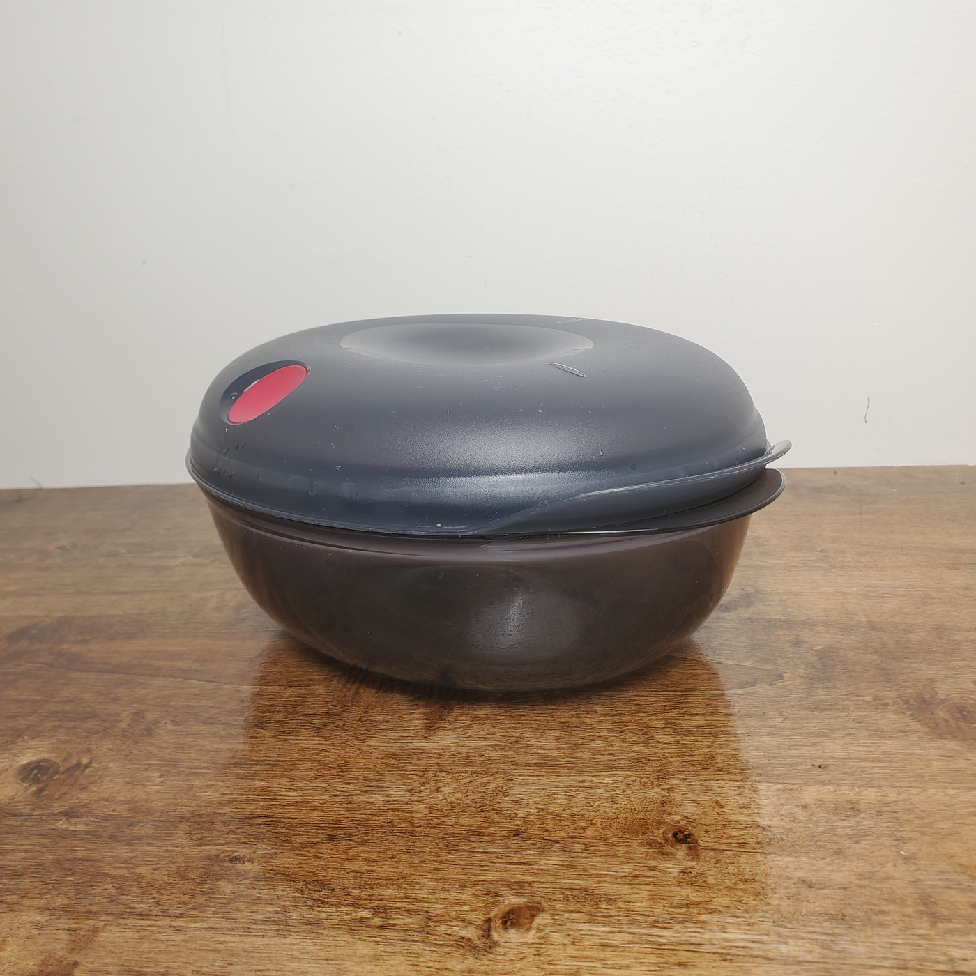 Vintage Heat N Serve oval microwave container in smoke blue.