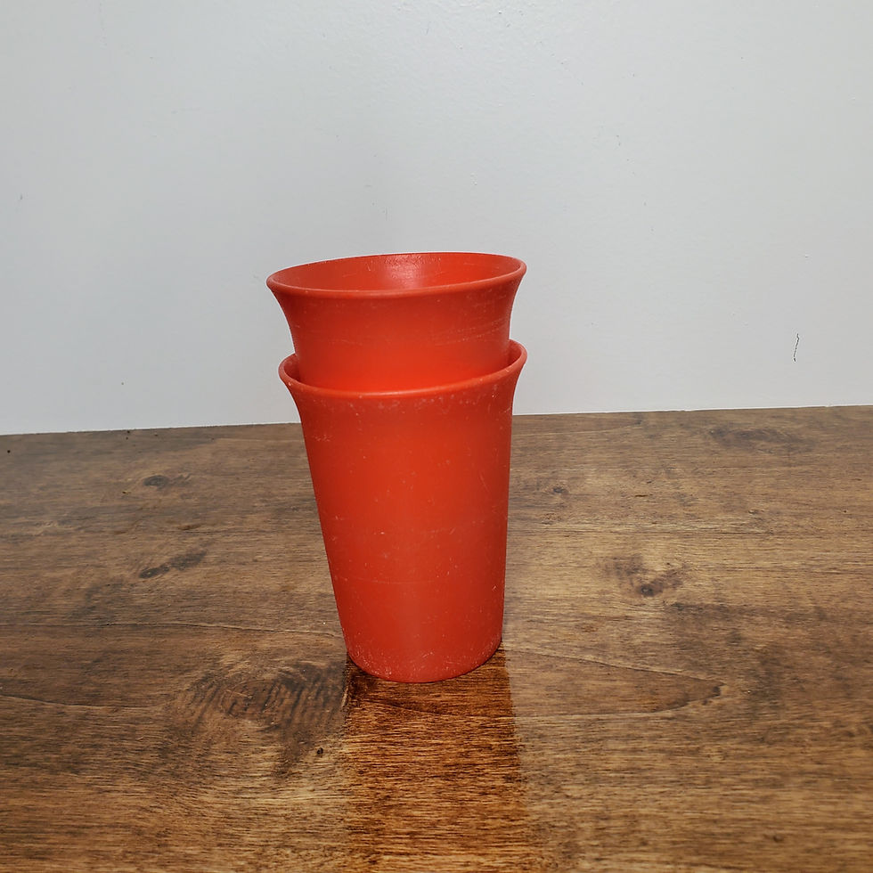 Thumbnail: Tupperware Red Bell Tumblers 7 oz Set of 4 Unbreakable Plastic Cups Vintage