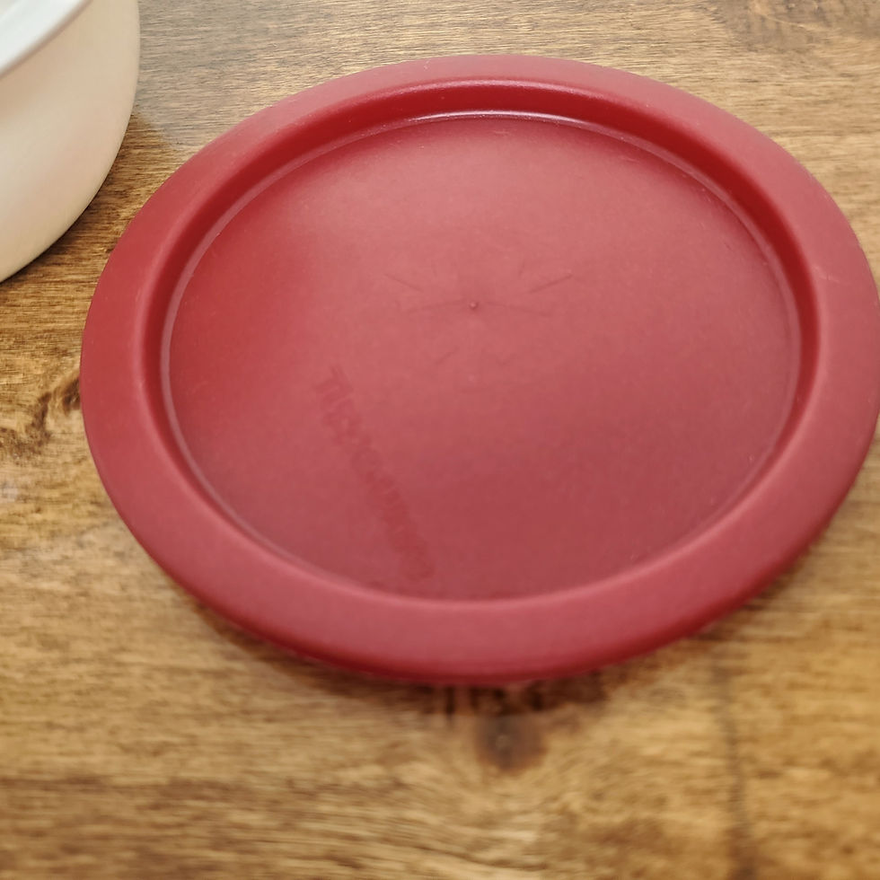 Tupperware Vintage One Touch Bowl 16oz White #2514 Red Lid #2423 Storage Container