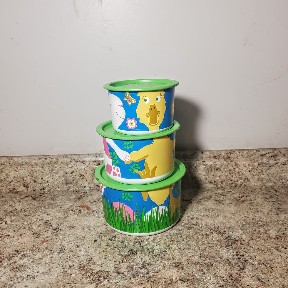 Thumbnail: Tupperware One Touch Spring Easter Duck Bunny Rabbit 2709 2708 Seal Lid Set of 3