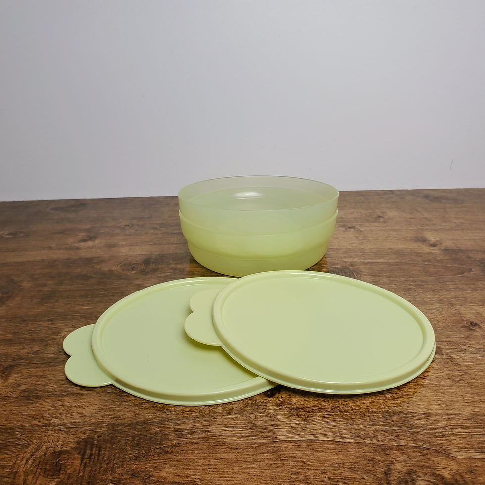Thumbnail: Tupperware Microwave Cereal Bowls Set  w/Seals Impressions 2415 Lime Yellow