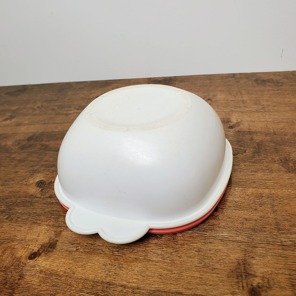 Thumbnail: Retro Tupperware 2511 Square Bowl White with Orange Lid 6.5 Cup