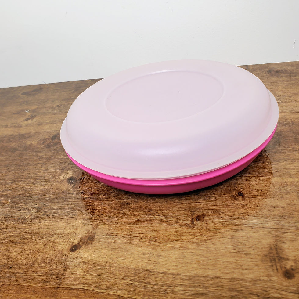 Thumbnail: Vintage Tupperware 1708 Divided Veggie Relish Tray Fuchsia Pink w/ Sheer Lid 1709
