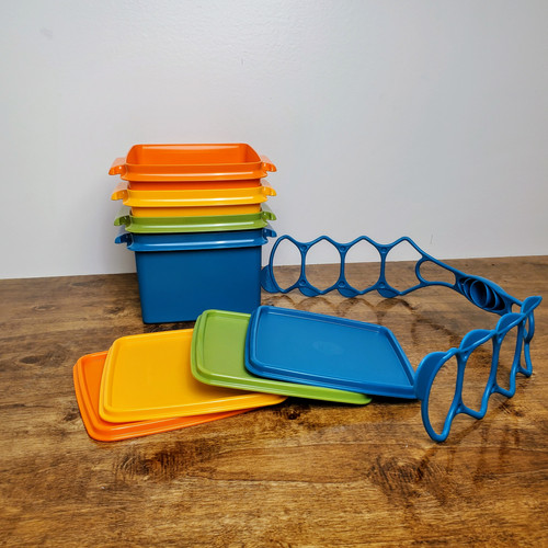 Tupperware Square Away Goody Box Stackable Lunch Container Set w