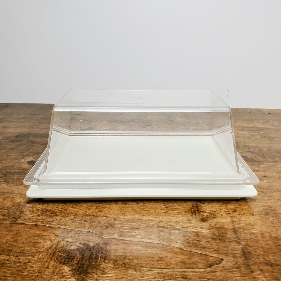 Thumbnail: Vintage Tupperware Cheese Keeper 1634 Retro Beige Base Clear Lid USA