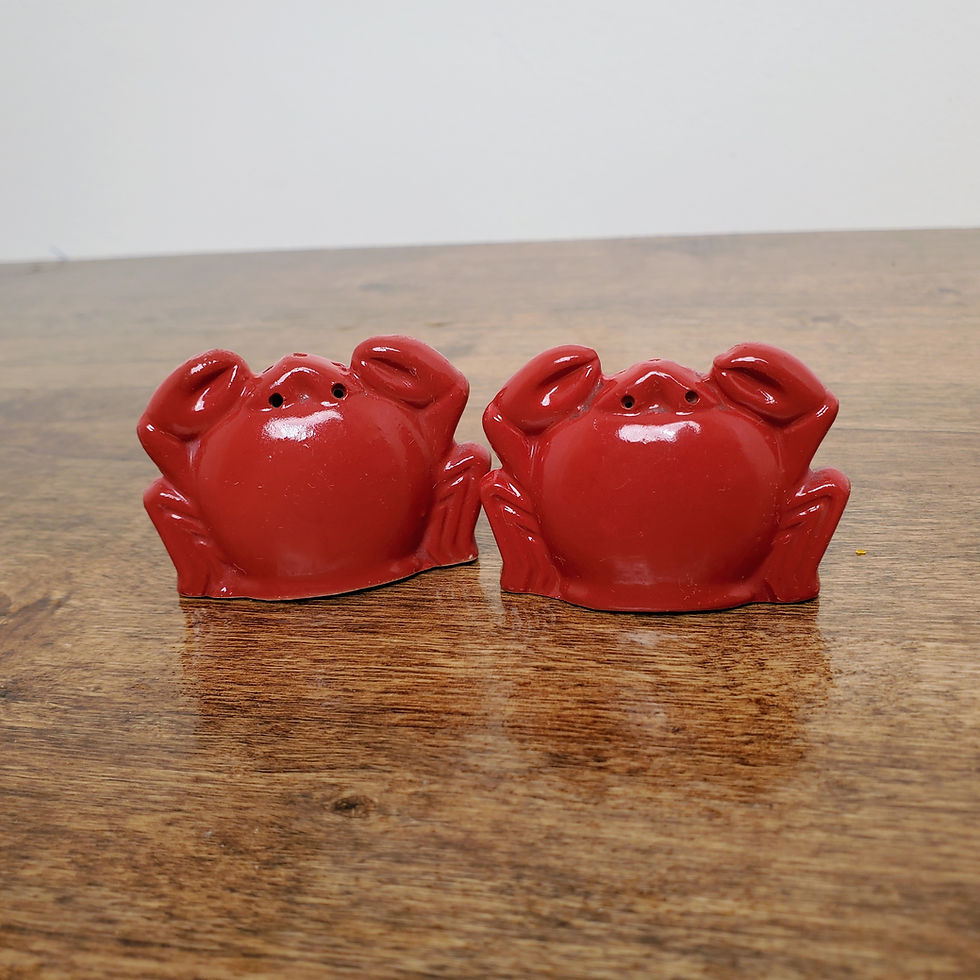 Vintage Red Crab Salt & Pepper Shakers Czechoslovakia Marked Pair Retro