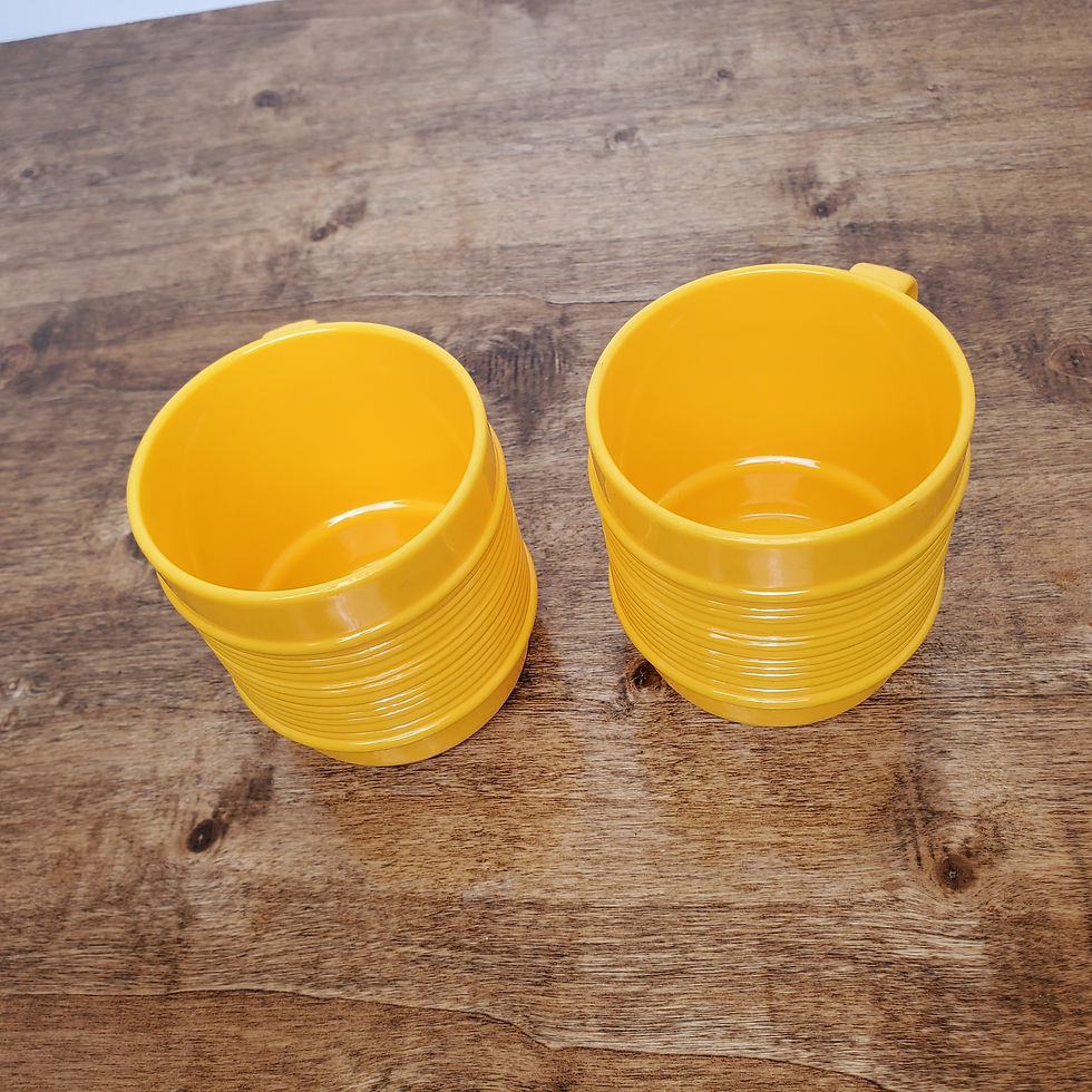 Thumbnail: Vintage Rubbermaid Yellow Ribbed Coffee Mugs w Handles #3819 Lot of 2