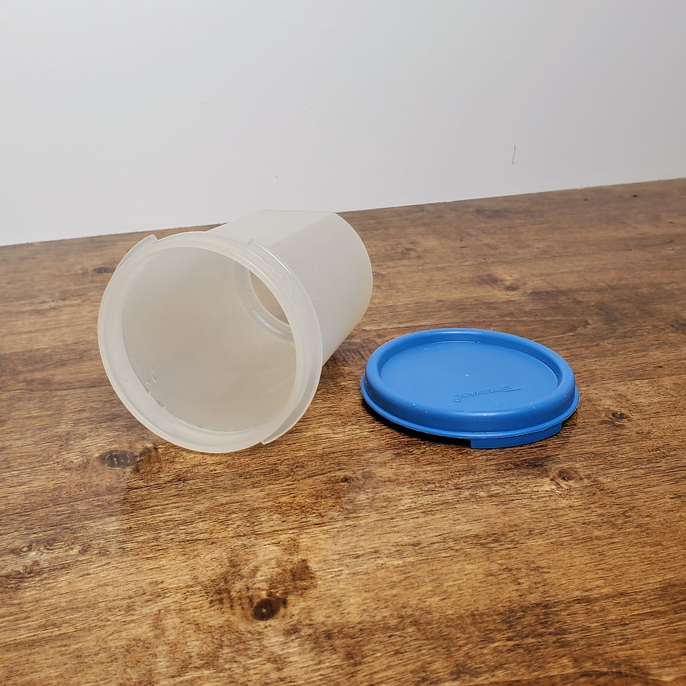 Thumbnail: Vintage Tupperware Sheer Modular Mates Round 2 - 15 oz. #1606 Blue Lid #1607