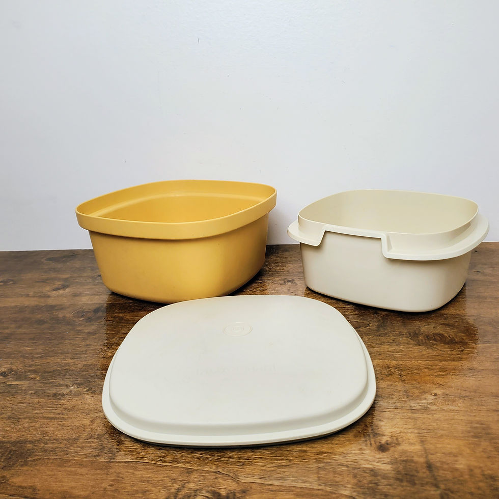 Tupperware Microwave Rice Veggie Fish Steamer Cooker Square #888 Harvest Gold