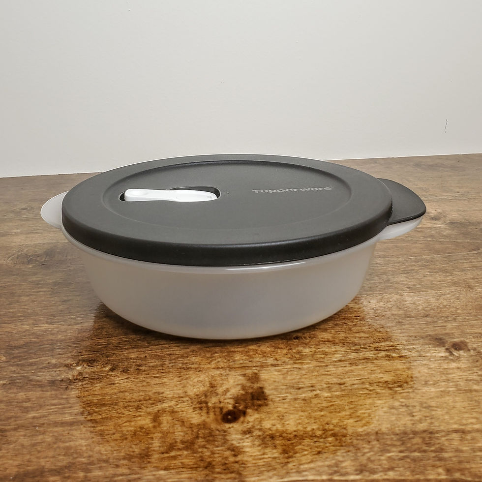Thumbnail: Tupperware CrystalWave On Go Lunch Microwave Round Dish 4 Cups Sheer Black New