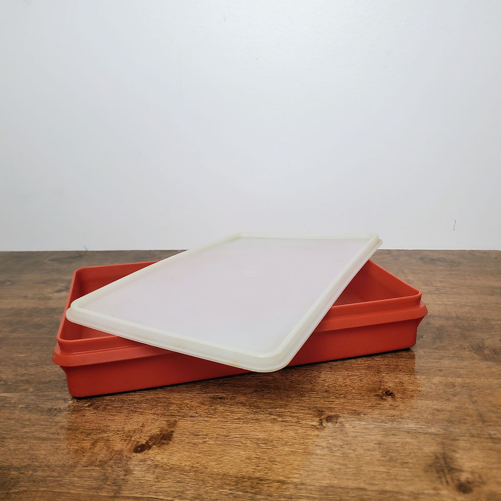 Thumbnail: Vintage Tupperware 794 Bacon Keeper Paprika Red Deli Meat Container w/ Sheer Lid USA