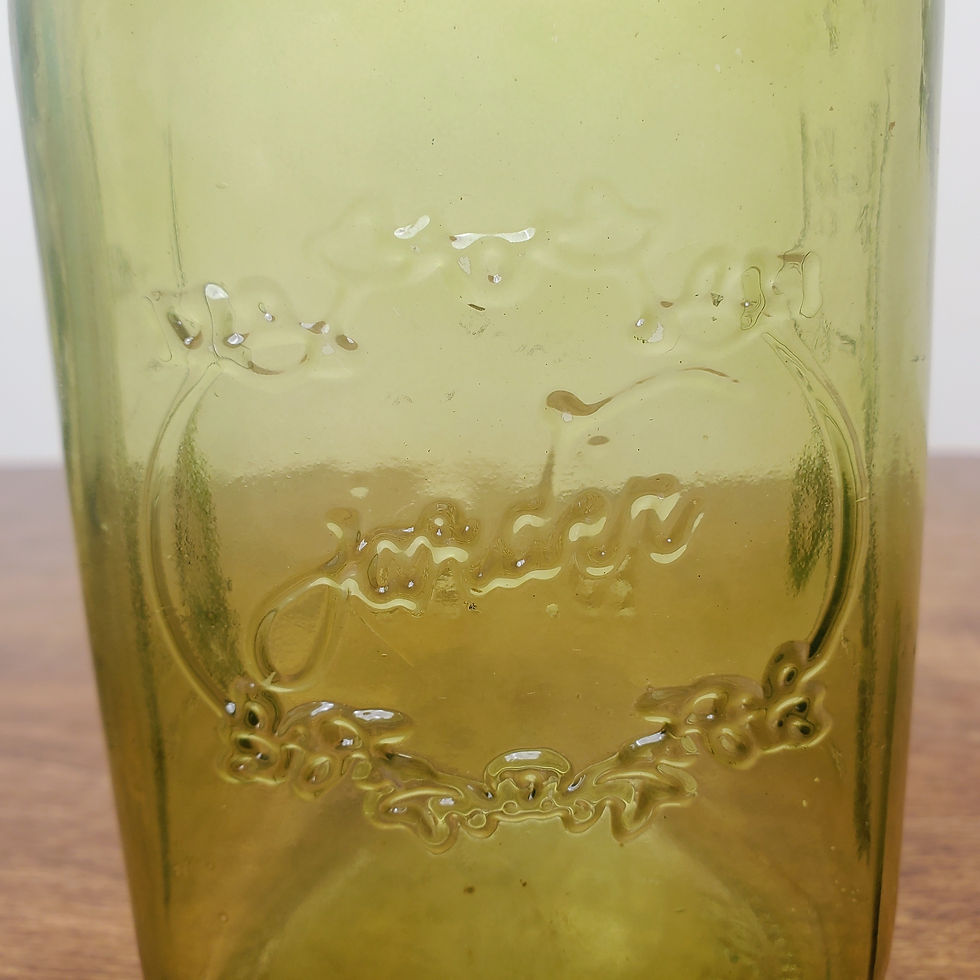 Thumbnail: Vintage Jardin Green Mason Jar Quart 32oz Est 1946 Embossed Decorative Vase